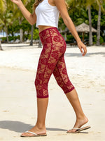 Women's Lace Capris Swim Cover-ups Summer Elastic Waist Floral Mesh Lingerie Pants Leggings for Party Club Beach