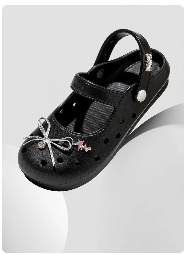Cute DIY Bow Knot Indoor Street Slippers For Women Fashion Clogs Female Summer Shoes Soft EVA Anti-slip Ladies Home Beach Slides