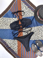 Solid Color Bikini Sexy Hollow Out Bandage Cross Thong Swimwear Women Halter Backless Bathing Suit High Waist Swimsuit 2026 New