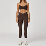 Women's Yoga 2-Piece Hip Lifting Tight Fitting Naked and Beautiful Back Set Outdoor Sports and Leisure Running Fitness Suit