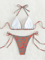Sexy String Bikini 2024 Two Pieces Print Swimsuit Female Swimwear Women Thong Bikinis Set Bather Beachwear Bathing Suit Pool