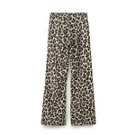 Foridol Leopard Print Wide Leg Long Pants Women Spring Summer Straight Fashion New Pants Zip Casual Female Pantalones 2025
