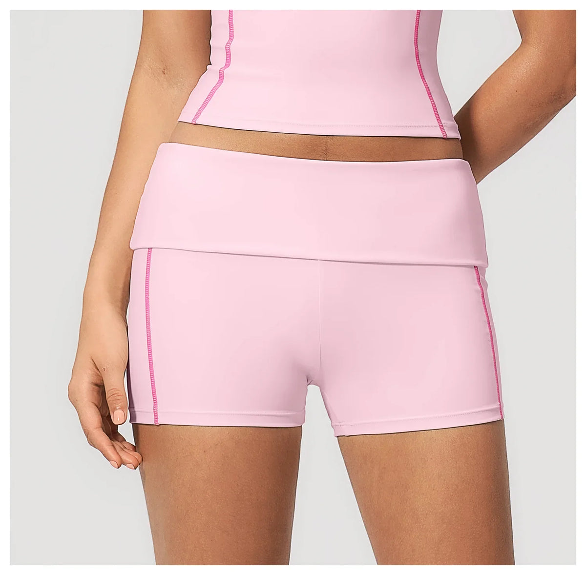 Quick Dry Contrast Color Yoga Shorts 2026 Tights Hip Lifting Workout Fitness Leggings High Waist Folded Running Athletic Shorts