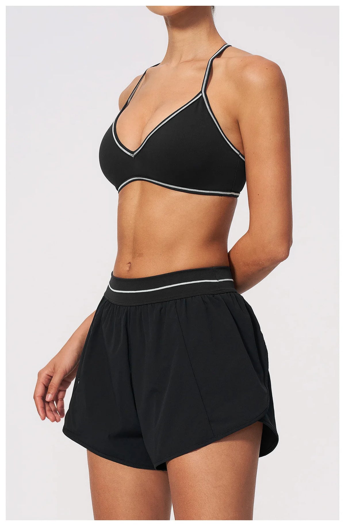 New Brushed Sports Shorts Women High Waist Fake Two Pieces of Anti Glare Shorts Leggings Casual Loose Pocket Fitness Sportwear