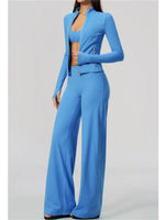 3 PCS Yoga Sets Women Long Sleeve Zipper Slim Jacket+sports Bra+high Waist Flare Pants Fitness Suits Gym Exercise Athletic Wear