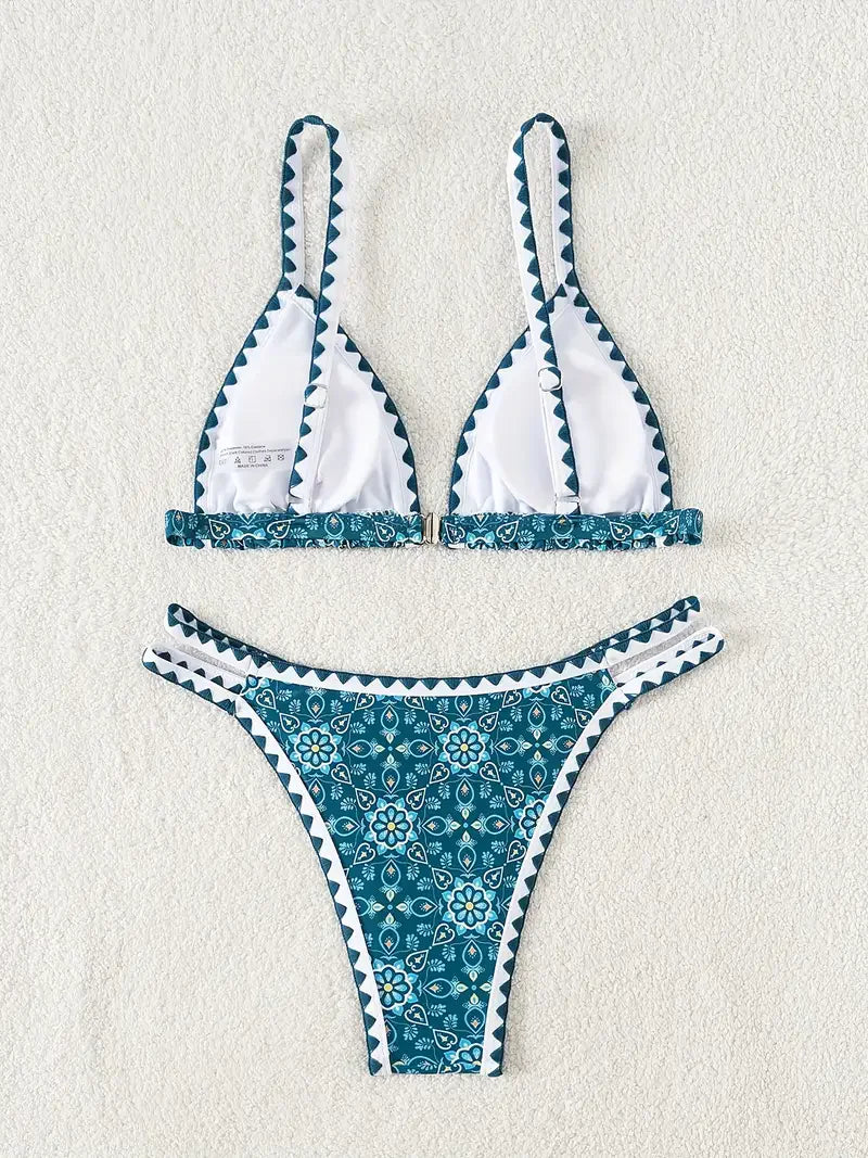 ZTVitality Sexy Push Up Floral Print Bikini Set 2025 New Arrival Padded Bra Whip Stitch Swimsuit Women's Swimwear Summer Biquini