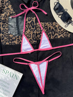 Shiny PU Leather Extreme Mini Micro String Bikini Female Swimsuit Women Swimwear Two-pieces Bikini set Halter Bathing Suit Swim