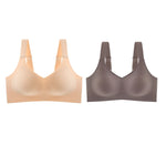 2Pcs/Set Women V-Neck Wireless Bra Smooth Invisible Mold Bralette One-Piece Seamless Support Bras Wide Strap Lingerie M-3XL