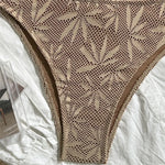 Brown Leaf Fishing Net Bandeau Bikinis Sets Front Hollow Out Sexy Swimsuit Woman 2026 Bead Swimwear Bathing Suit Bikini De Mujer
