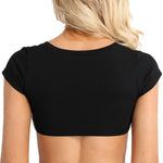 2026 Summer Sexy T-shirts Women Solid Color Short Sleeve Crop Tops Shirts Party Club Casual Tee Tops Black White Pink