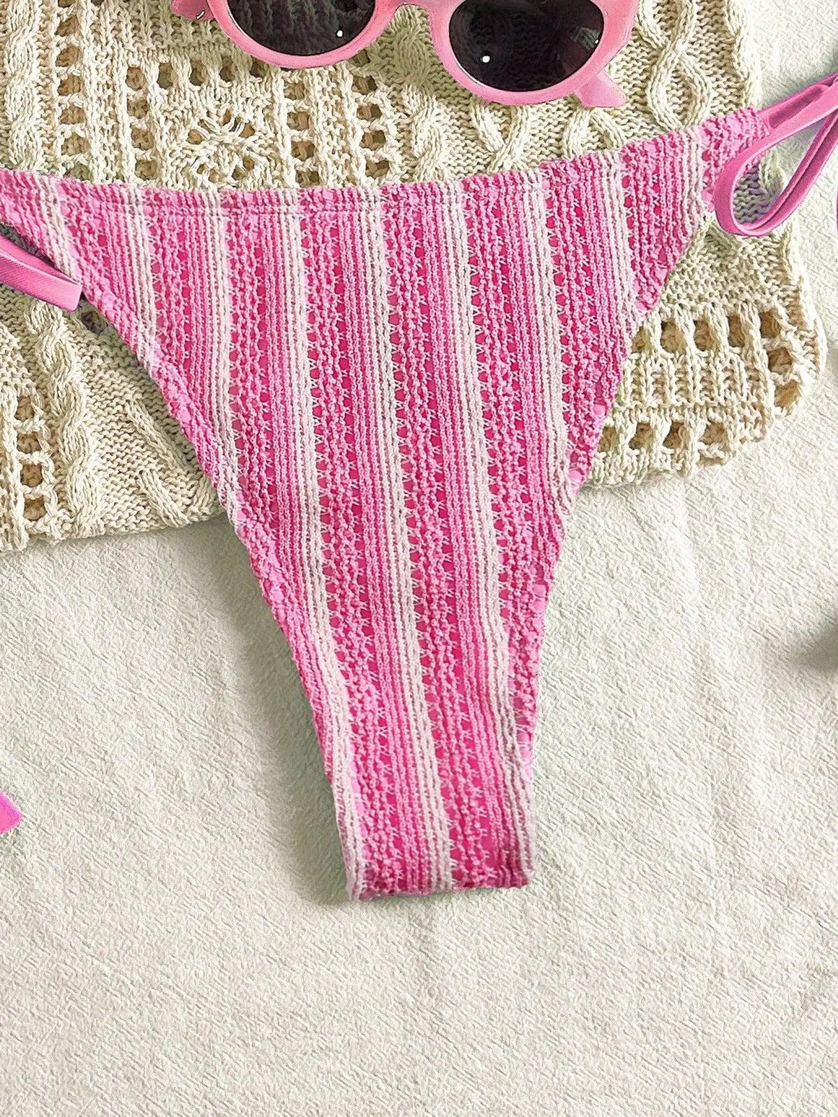 DEKA Women's Stripe Rope Tie-Up Bikinis Set Swimsuit Brazilian Bandage Swimwear Push Up Swim Biquini Beachwear Bathing Suit