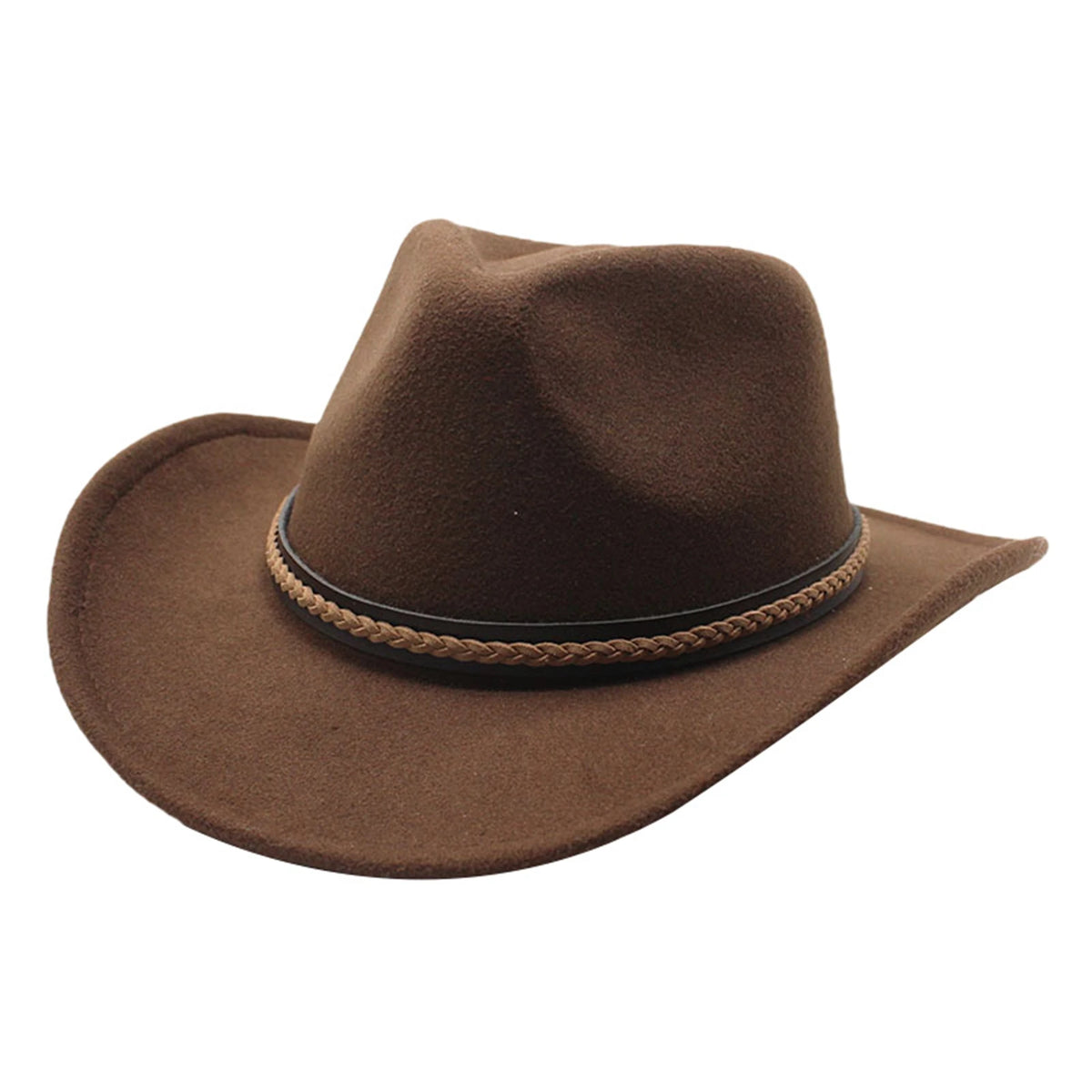 Women Men Retro Felt Jazz Hats Classic Cowboy Hats Wide Brim Cowgirl Sun Hats with Decorative Band
