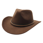 Women Men Retro Felt Jazz Hats Classic Cowboy Hats Wide Brim Cowgirl Sun Hats with Decorative Band