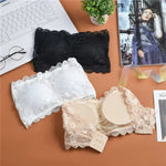Women Floral Lace Bandeau Bra Strapless Padded Top Solid Color Bralette Lace Underwear Sexy Lingerie Solid Color Wrap Top
