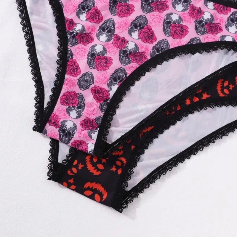 Halloween New Style Women's Briefs Lace Sexy Low-Waisted Seamless Invisible Girl's Underwear Soft Breathable Panties For Party
