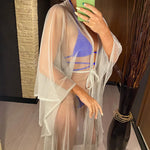 3 Colors Sexy Glitter Mesh Sheer See Through Tunic Beach Cover Up Cover-ups Beach Dress Beach Wear Beachwear Female Women V3217