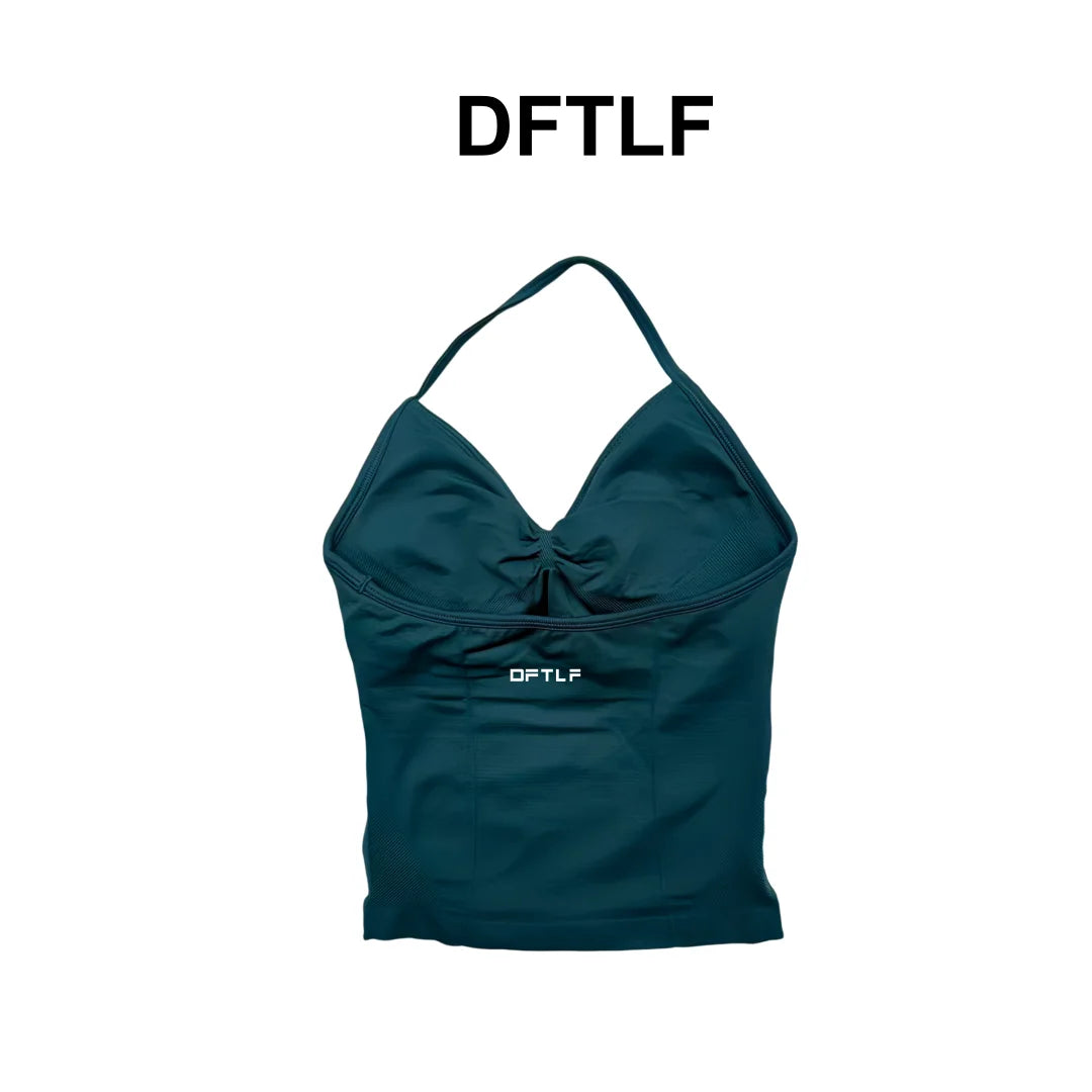 DFTLF Impact Longline Strappy Top Sports Yoga Vest Women Fitness Tank Top Gym Beautiful Open Back Bra Running Workout Halter