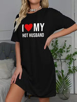 Women's Nightgown Casual Print Nightshirt Polka Dot Short Round-Neck Sleeve Loose Sleepwear Nightdress Summer Pajama