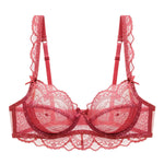 Logirlve Ultrathin Bra Transparent Brassiere Sexy Underwear Plus Size Cup Embroidery Women Lingerie Lace Bras Hollow out