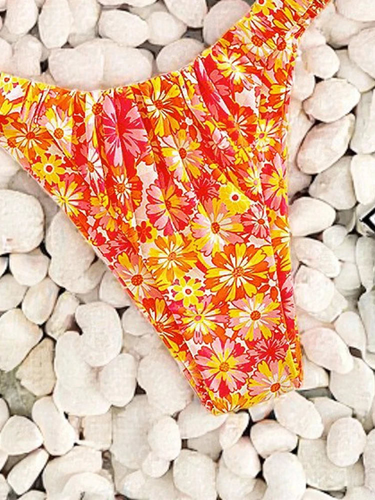 New Printed Bathing Suit Women Two-piece Backless Swimwear Sexy Beach Fashion Thongs Summer New Female Split Swimsuit
