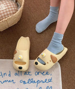 Cute Cartoon Dog Indoor Street Slippers For Women Summer House Shoes Soft EVA DIY Funny Birthday Hat Girls Home Beach Slides