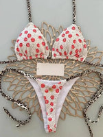 Swimwear Women CuteCherry Print Brazilian Thong Bikini Set Sexy Thong Swimsuit Two Pieces Bathing Suit Women 2023 Beach Wear