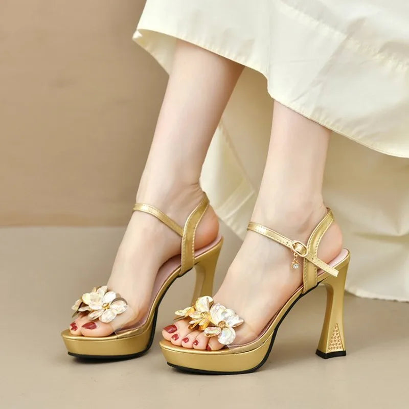 Women Sandals Fashion High Heel Sandals Luxury Banquet Party Dress Sandal Summer Open-toe Women High Heel Sandals