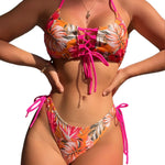 New Cross-Strap Split Beach Sets Women's European & American Sexy Print Bikini Set for Foreign Trade Fashion Swimsuits