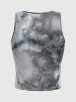 Grunge Punk Tie Dye Eye Letter Graphic Tank Top Women Summer Y2K Clothes Casual Round Neck Sleeveless Crop Top Vest Streetwear