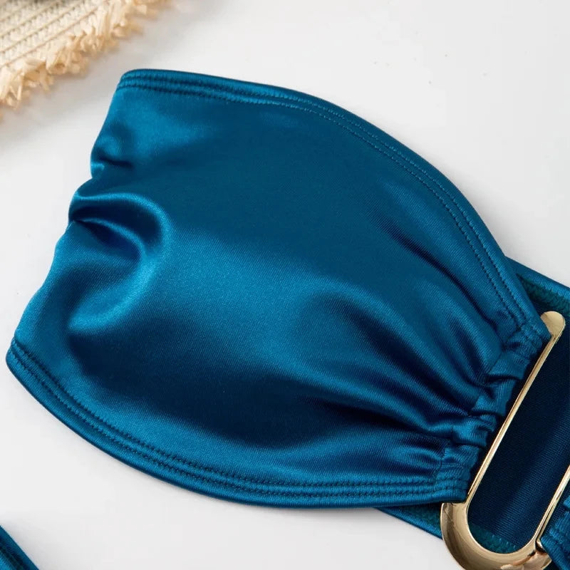 Sexy U Shaped Bandeau Bikinis Sets Mujer Strapless Swimwear Women Gold Swimsuit Bathing Suit Biquinis Brazilian Bikini Swim 2026