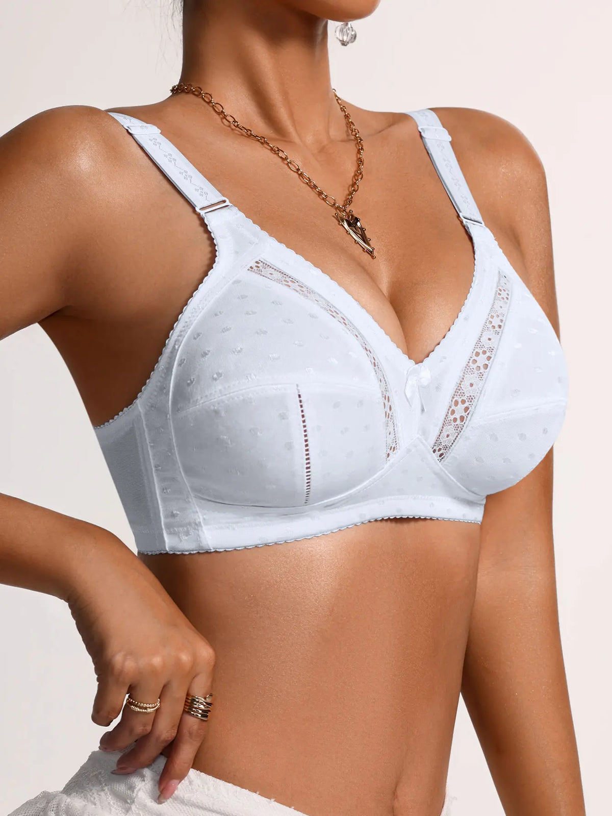 Wireless Breathable Bra Elegant Bow Polka Dot Full Coverage Women Bralette All Season