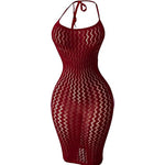Fishnet Women Sexy Beach Cover Up Dress Women Stretch See Through Sleeveless without Bikini Swimsuit Coverup Mini Beachwea