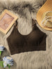 Women Ribbed U-Neck Cami Bra Adjustable Strap Padded Sports Bra Seamless Wireless Yoga Tank Top Comfort Daily Layering Lingerie