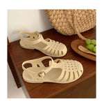 Women Rome Sandals Cut-out Gladiator Style Summer Shoes Soft PVC Peep Toe Girls Student Street Outdoor Sandals