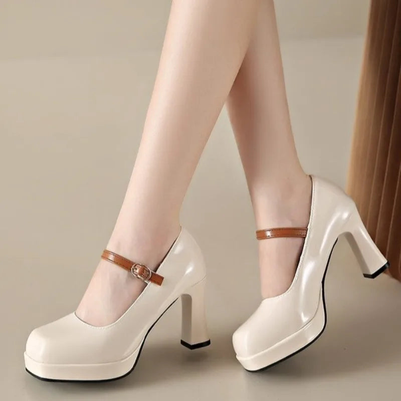 2026 leather shoe for women high heel platform point toe elegant and fashion shoe High-heeled sandals