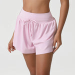 Women's Loose Nude Sports Shorts Solid Pink Drawstring High Waist Yoga Leggings Outdoor Running Casual Fitness Exercise Shorts