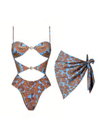 Bandeau Cut-out Swimsuit Women One Piece Swimwear With Headscarf Luxury Lady Bathing Suit Fashion Mujer Beachwear Female Outfit