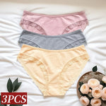 3Pcs/Set Women Lace Briefs Female Underpants Solid Color Pantys M-XL Soft Underwear Sexy Lingerie Intimates Cotton Panties