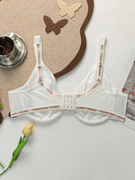White Plus Size Underwire Bra Women Full Coverage Push Up bra Letter Print Adjustable Straps Big Cup Supportive Seamless Bra
