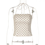 FDYOUI Sexy Halter Neck Polka Dot Tank Tops 2026 Women Lace-up Backless Slim Corset Camisoles Ladies Summer Crop Top Streetwear