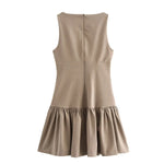 Foridol Bowknot Pleated Tank Short Dress for Women Sleeveless Casual Party Short Dress Female Casual Autumn Winter Dress