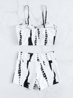 2026 Tie Dye Bikini Drawstring Swimsuit Women High Waist Shorts Swimwear Female Padded Bathing Suit Swimming Beachwear Summer