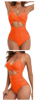 Leopard One Piece Swimsuit 2024 New Halter Push Up Swimwear Women Swimsuit Bathing Suit Beachwear Monokini Female Swimming Suits
