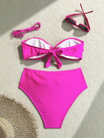 Sexy Metal Shell High Waist Bikini Set Women Black Coffee Pleate Push Up Two Piece Swimsuit 2026 Holiday Bathing Suit Swimwear