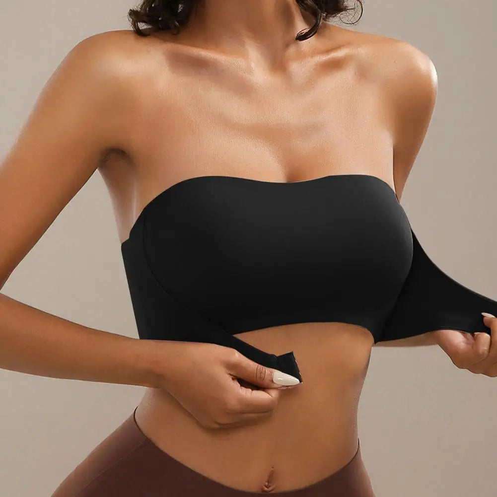 Comfort Tube Top Strapless Bra for Women Push Up Non-Slip Bandeau No Underwire Front Closure Bralette