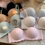 Women 1/2 Fixed Cup Bra Seamless Underwear Padded Bras Cute Heart Print Non-wired No Rims Sexy Lingerie Brassiere S-XL