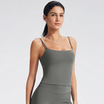 NCLAGEN GYM Tank Top With Built In Bra women's Yoga clothingrunning Square Neck fitness vest beautiful back sports Workout