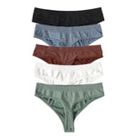 5Pcs/SetWomen Panties Low Rise G-String Thongs Seamless Underwear Female Underpants Sexy Lingerie Solid Color Bottom M-XL