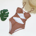 Bandeau Cut-out Swimsuit Women One Piece Swimwear With Headscarf Luxury Lady Bathing Suit Fashion Mujer Beachwear Female Outfit