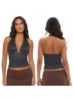 Women's Summer Halter Neck Tops Fashionable Striped Sleeveless Open Back Slim Fit Vest for Party Daily Wear